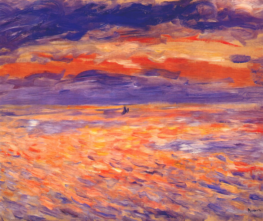 Renoir's Sleeping Cat: A Charming Glimpse into the Artist's Domestic World - Sunset at sea by Pierre-Auguste Renoir