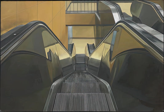 Richard Estes Photorealism Paintings: The Urban Mirror of American Life - ESCALATOR 1970 by Richard Estes