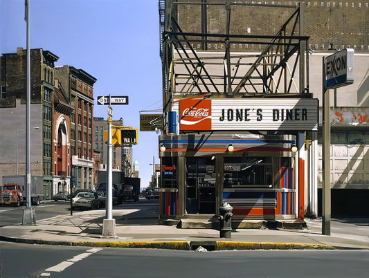 Richard Estes for Sale: Acquiring a Photorealist Masterpiece - JONES DINER 1979 by Richard Estes
