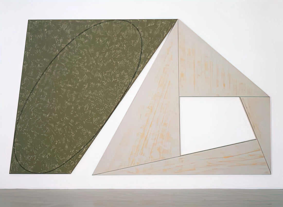 Robert Mangold Canvas: The Minimalist Mastery of Shape and Surface - GREEN TILTED ELLIPSE GRAY FRAME 1989 by Robert Mangold