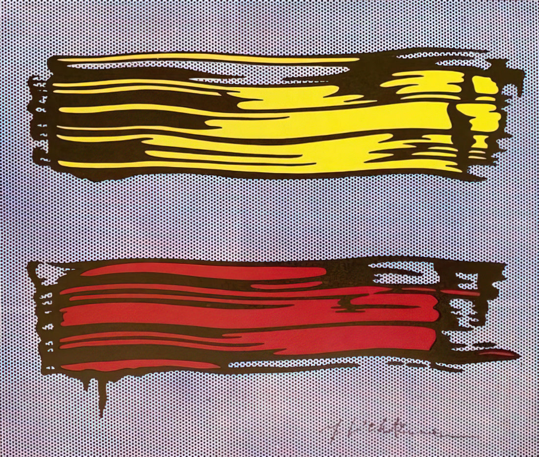 Roy Lichtenstein Portrait: Decoding the Pop Art Icon's Human Touch - YELLOW AND RED BRUSHSTROKES 1966 by Roy Lichtenstein