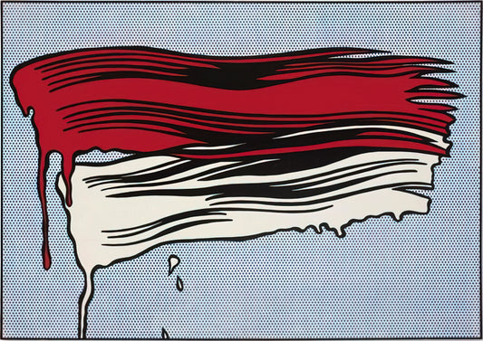 Roy Lichtenstein Price Guide: Understanding Value in Pop Art Prints and Originals - RED AND WHITE BRUSHSTROKES 1965 by Roy Lichtenstein