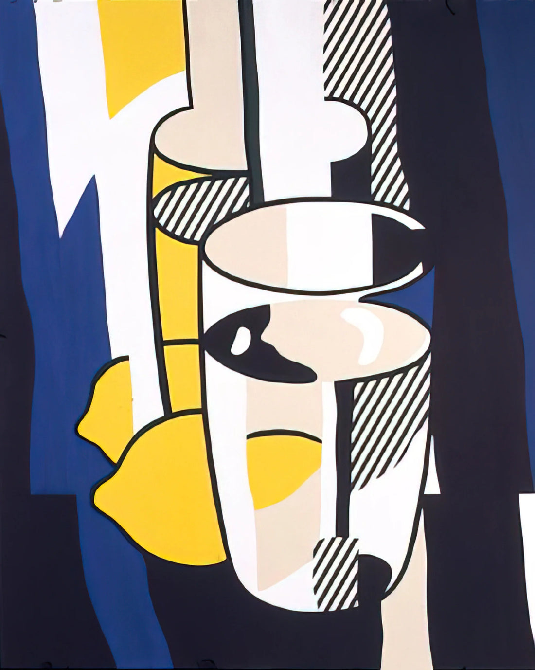 Roy Lichtenstein's 'Whaam!' Print: A Definitive Guide to Pop Art's Iconic Masterpiece - GLASS AND LEMON IN A MIRROR 1974 by Roy Lichtenstein