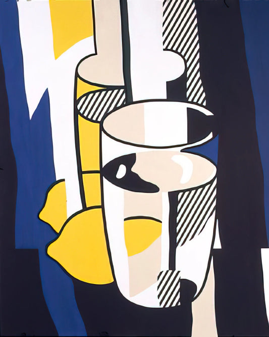Roy Lichtenstein's 'Whaam!' Print: A Definitive Guide to Pop Art's Iconic Masterpiece - GLASS AND LEMON IN A MIRROR 1974 by Roy Lichtenstein