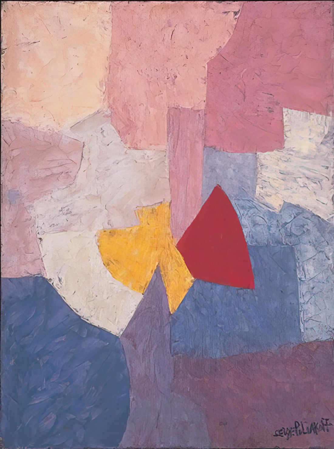 Serge Poliakoff Brushed Aluminum Print: The Modernist's Guide to Abstract Geometry - Composition - 1960 by Serge Poliakoff