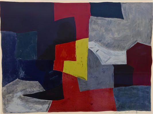 Serge Poliakoff Canvas: The Abstract Master's Textured World - Composition grise, rouge et jaune - 1960 by Serge Poliakoff