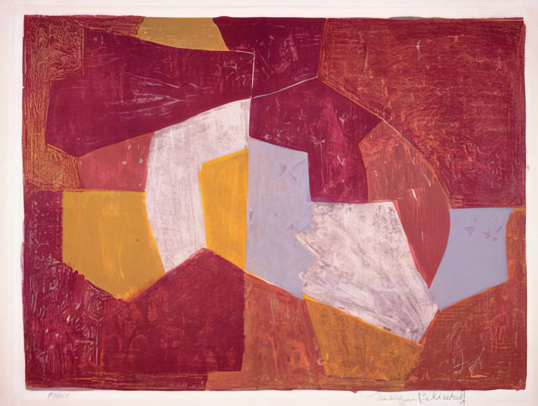 Serge Poliakoff Framed Canvas Print: The Ultimate Guide to Owning Abstract Masterpieces - Composition carmin, brune, jaune et grise - 1956 by Serge Poliakoff