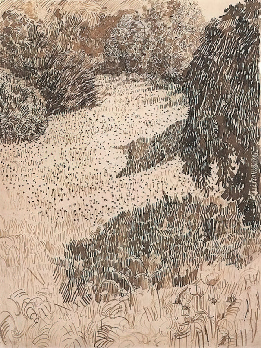 Skull with Burning Cigarette Print: Vincent van Gogh's Memento Mori Masterpiece - The Corner of the Park by Vincent van Gogh