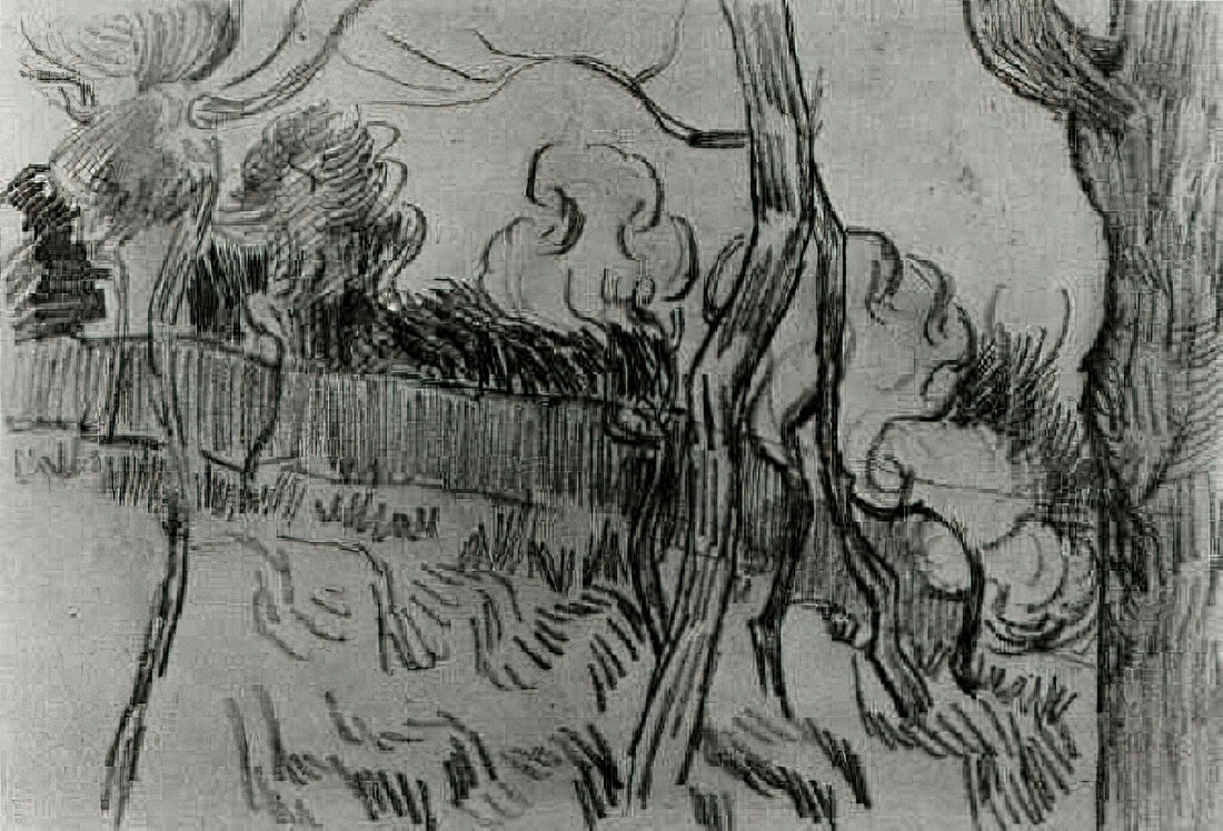 Starry Night Canvas Reproduction: An Expert Guide to Van Gogh's Masterpiece - Pine Trees Seen against the Wall of the Asylum by Vincent van Gogh