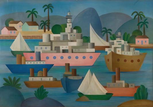 Tarsila do Amaral Brushed Aluminum Print: A Modernist Icon in Contemporary Display - Porto I by Tarsila do Amaral