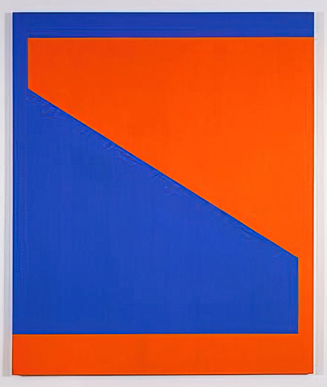 The Architectural Rigor of a Carmen Herrera Framed Canvas Print: A Curatorial Perspective - Blue with Orange - 1984 by Carmen Herrera