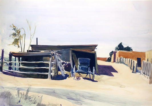 The Batman and Edward Hopper: How a Master of Light Influenced Gotham's Visual Language - Adobes and Shed, New Mexico by Edward Hopper