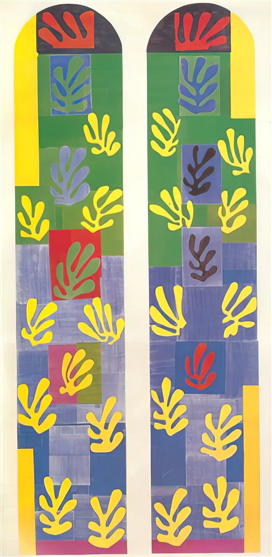 The Dance by Matisse Print: A Masterpiece of Modernist Joy and Movement - STAINED GLASS WINDOW WINDOW OF THE ABSIDE OF THE ROSARY CHAPEL 1949 by Henri Matisse