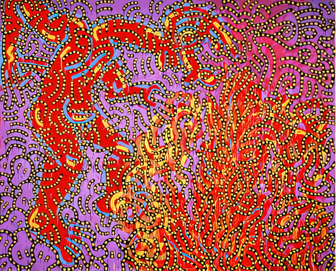 The Enduring Bloom: Unpacking the Meaning of the Keith Haring Flower - MOSES AND THE BURNING BUSH 1985 by Keith Haring