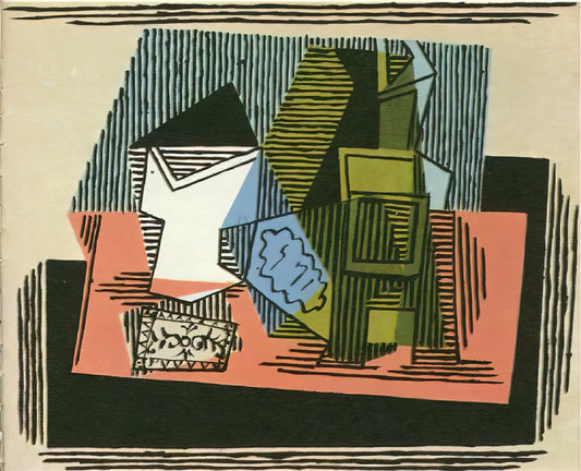 The Ephemeral Genius: Unveiling Pablo Picasso's Light Painting - Glass, bottle, packet of tobacco by Pablo Picasso