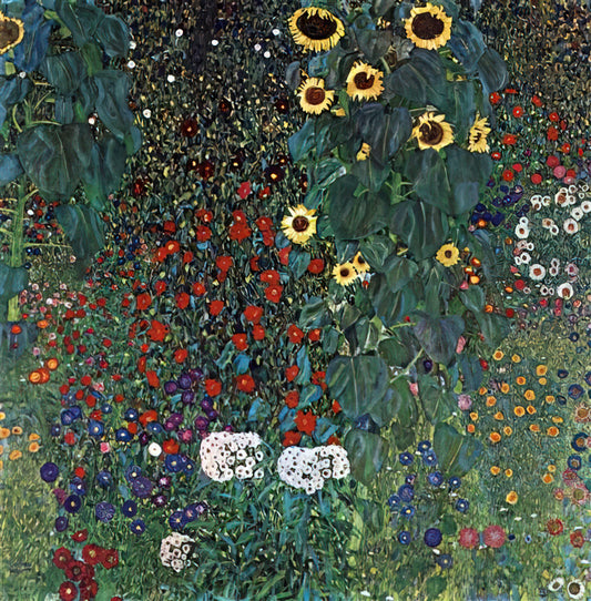 The Kiss Painting Replica: A Collector's Guide to Gustav Klimt's Masterpiece - COUNTRY GARDEN WITH SUNFLOWERS 1906 by Gustav Klimt