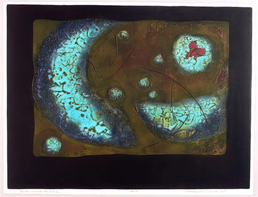 The Labyrinthine Visions of Hiroyuki Tajima: A Master of Japanese Abstract Woodblock Prints - Birthmark - 1968 by Hiroyuki Tajima