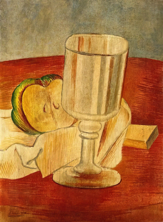 The Old Guitarist Poster: Exploring Picasso's Blue Period Masterpiece - Still life with Gobleet - 1914 by Pablo Picasso