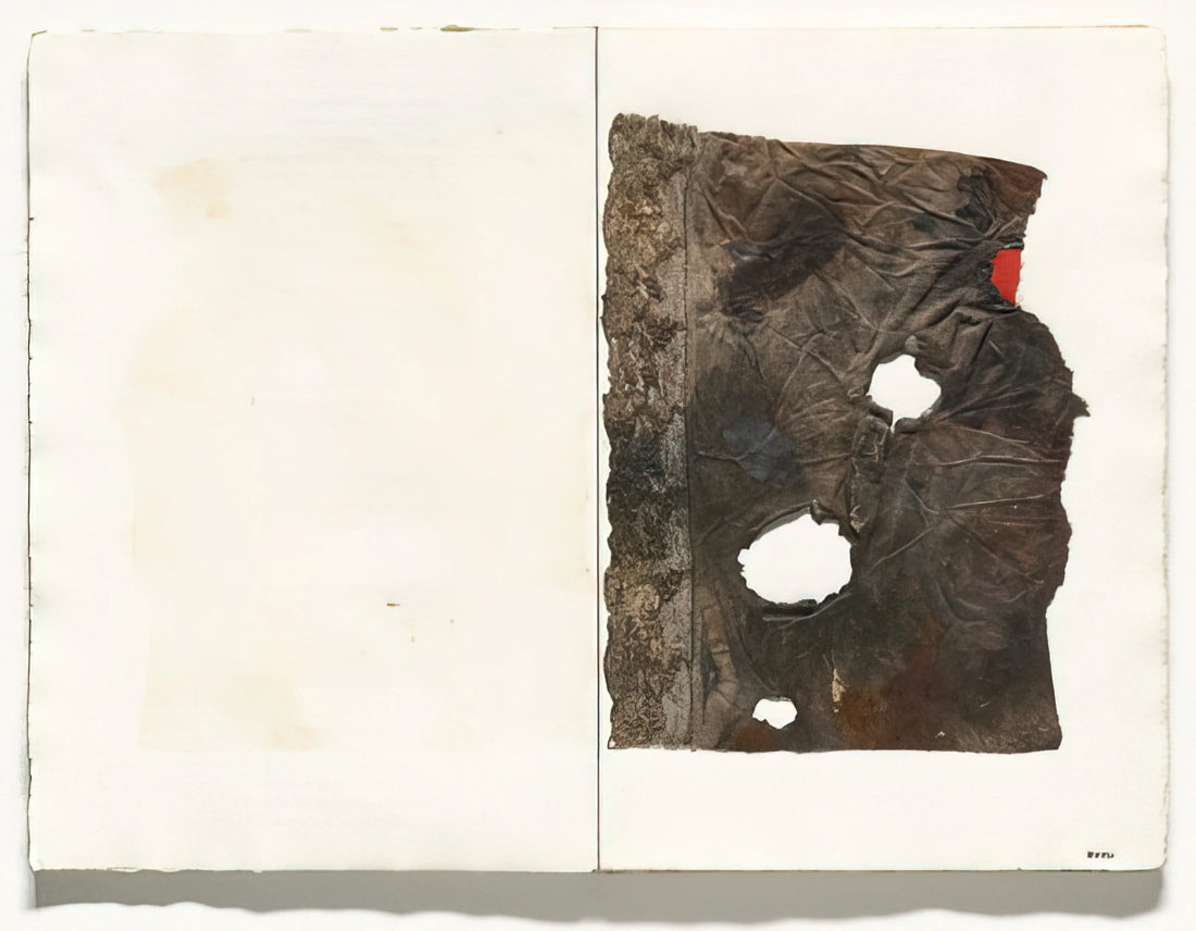 The Raw Material of Modernism: Why an Alberto Burri Framed Art Print Defines Sophisticated Spaces - Plate from 17 variazioni su temi proposti per una pura ideologia fonetica - 1955 by Alberto Burri