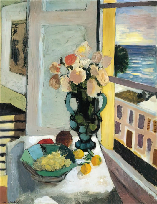 The Snail by Henri Matisse: A Masterpiece of Color and Form in Modern Art - FLOWERS IN FRONT OF A WINDOW 1922 by Henri Matisse