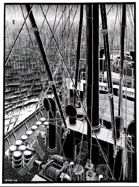The Unfolding Worlds of Maurits Cornelis Escher: A Journey Through Impossible Art - FREIGHTER SEPTEMBER 1936 1936 by MC Escher