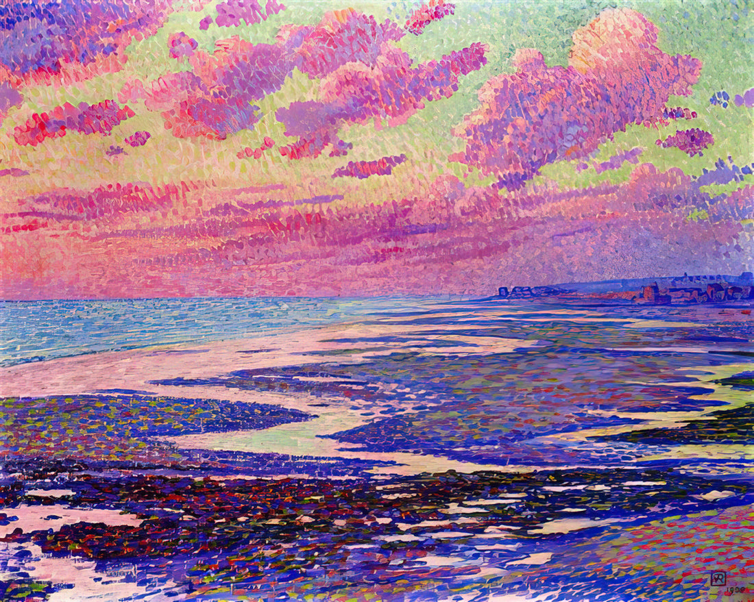 Theodore van Rysselberghe: A Luminary of Neo-Impressionism - THE BEACH AT AMBLETEUSE AT LOW TIDE 1900 by Theo van Rysselberghe
