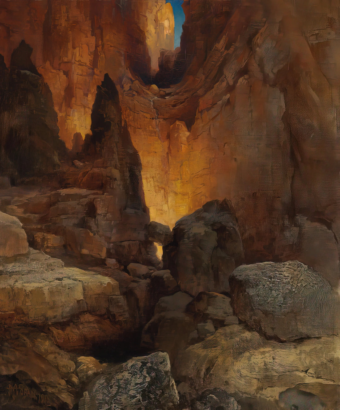 Thomas Moran Paintings: The Grandeur of the American West in Art - A Side Canyon Grand Canyon of Arizona by Thomas Moran