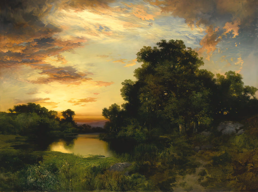 Thomas Sidney Moran: The Hudson River School Master Who Defined American Landscape Painting - Sunset on Long Island by Thomas Moran
