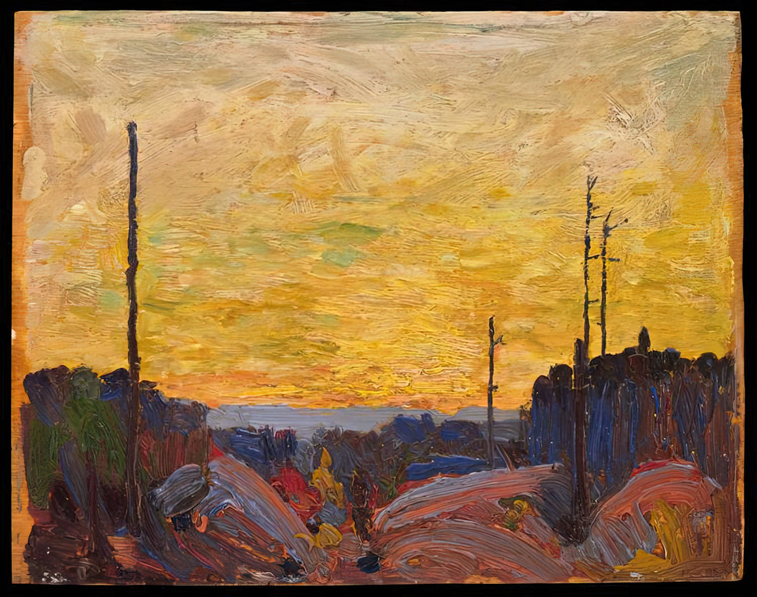 Tom Thomson Art Prints: Capturing the Canadian Wilderness in Museum-Quality Reproductions - BURNED OVER LAND 1916 by Tom Thomson