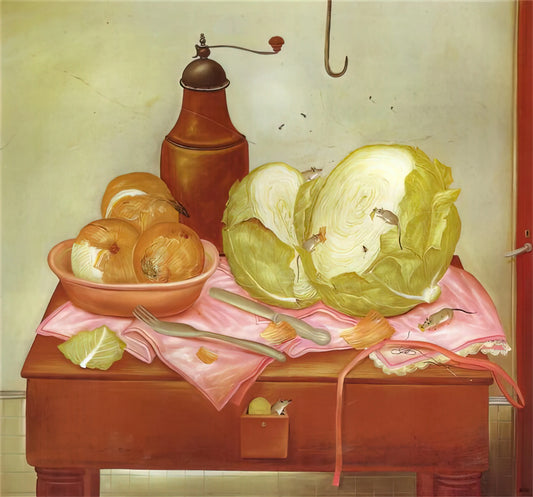 Understanding Fernando Botero Art Prices: A Collector's Guide to Value, Investment & Authenticity - KITCHEN TABLE 1 by Fernando Botero
