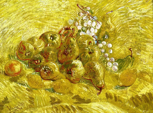 Unveiling the Soul of Nature: The Enduring Power of Vincent van Gogh Landscape Paintings - Still life with grapes,pears and lemons by Vincent van Gogh