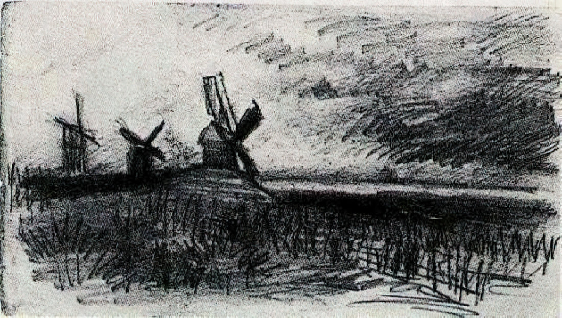 Van Gogh Framed Art: A Curator's Guide to Collecting and Displaying His Masterpieces - Windmills at Montmartre by Vincent van Gogh