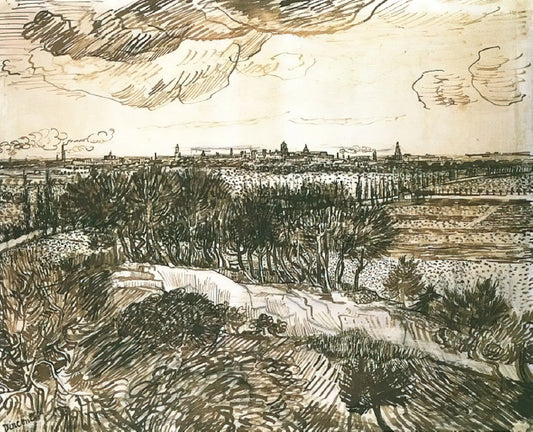 Van Gogh Self Portrait Print: A Window into the Artist's Soul - View of Arles from a Hill by Vincent van Gogh
