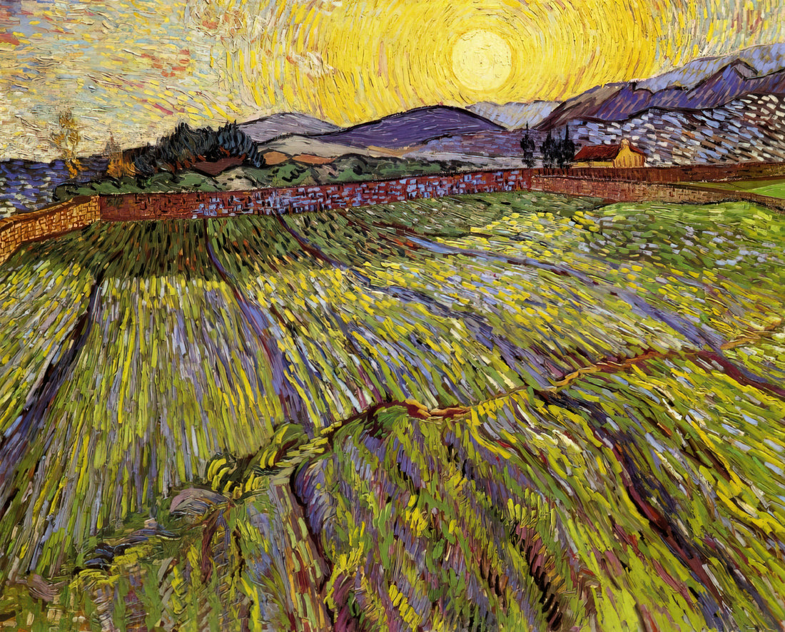 Van Gogh Wall Prints: Bringing Post-Impressionist Mastery to Your Home - Enclosed field with rising sun by Vincent van Gogh