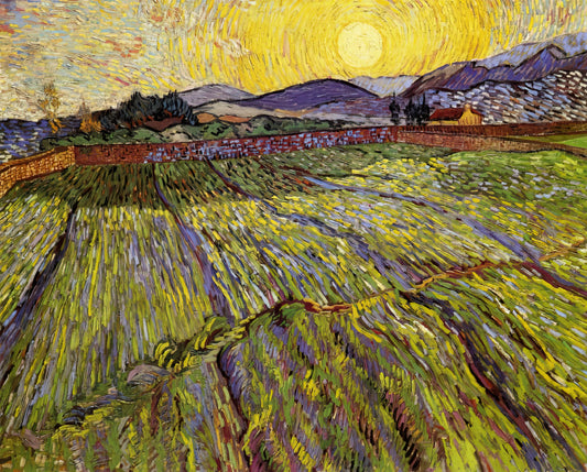 Van Gogh Wall Prints: Bringing Post-Impressionist Mastery to Your Home - Enclosed field with rising sun by Vincent van Gogh
