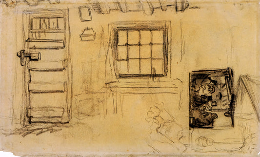 Van Gogh's 15 Sunflowers: A Masterpiece of Color, Symbolism, and Artistic Genius - Studies of the Interior of a Cottage, and a Sketch of The Potato Eaters by Vincent van Gogh