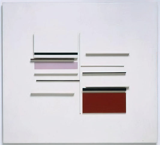 Victor Pasmore Prints: A Journey from Figuration to Abstract Minimalism - ABSTRACT IN WHITE BLACK INDIAN AND LILAC 1957 by Victor Pasmore