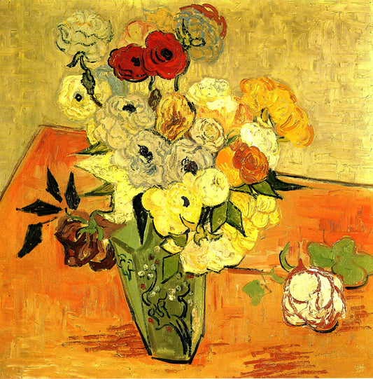 Vincent van Gogh Abstract Art: The Unseen Modernist - Japanese Vase with Roses and Anemones by Vincent van Gogh