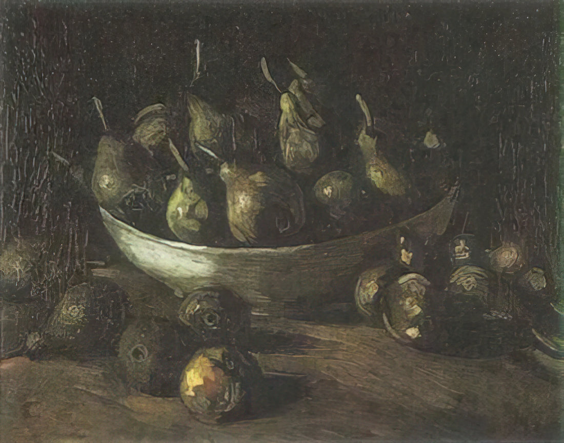 Vincent van Gogh Almond Blossom Canvas: A Symbol of Hope and Renewal in Post-Impressionist Art - Still life with an Earthern bowl and pears by Vincent van Gogh