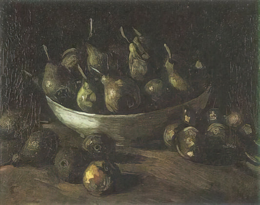 Vincent van Gogh Almond Blossom Canvas: A Symbol of Hope and Renewal in Post-Impressionist Art - Still life with an Earthern bowl and pears by Vincent van Gogh
