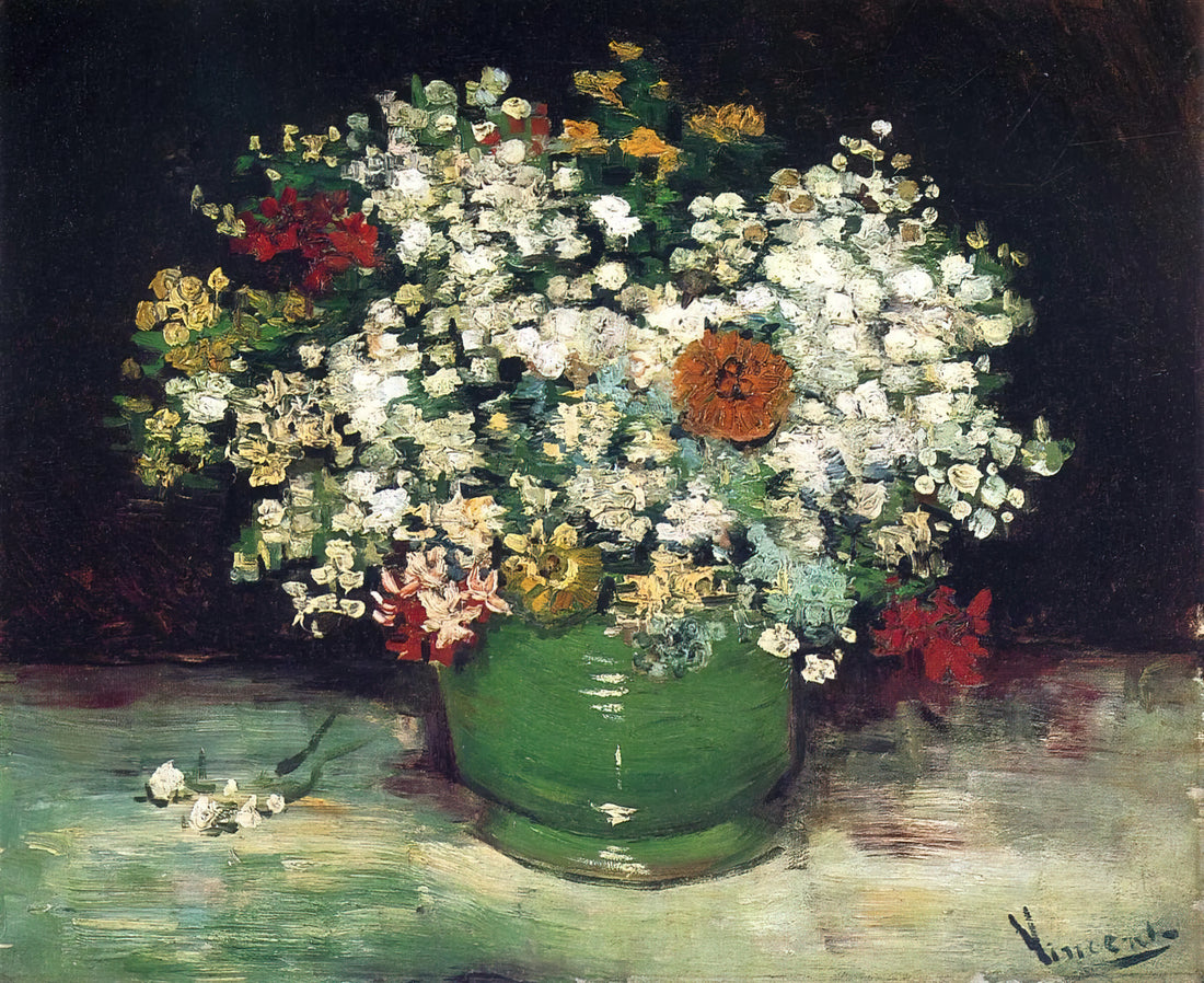 Vincent van Gogh Prints for Sale: A Collector's Guide to Museum-Quality Reproductions - Vase with Zinnias and Other Flowers by Vincent van Gogh