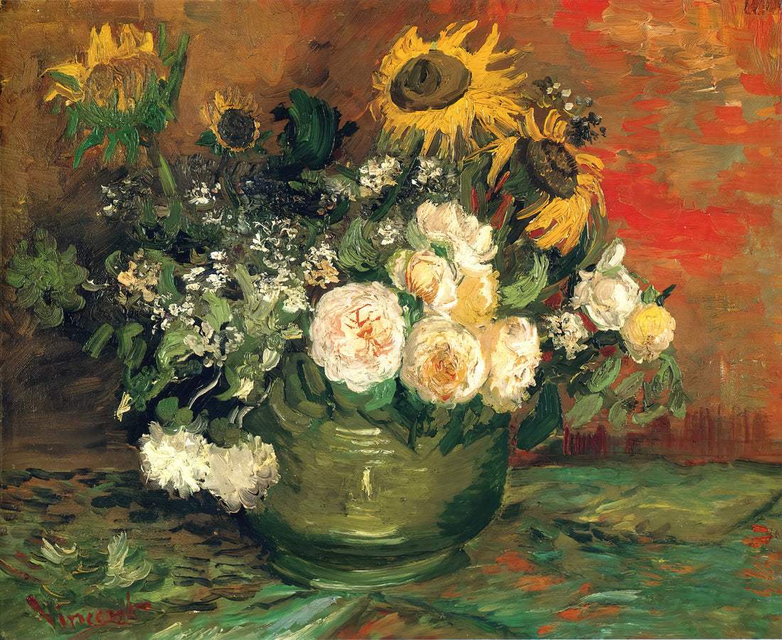 Vincent van Gogh Sunflowers 1888: A Masterpiece of Color and Symbolism - Still Life with Roses and Sunflowers by Vincent van Gogh