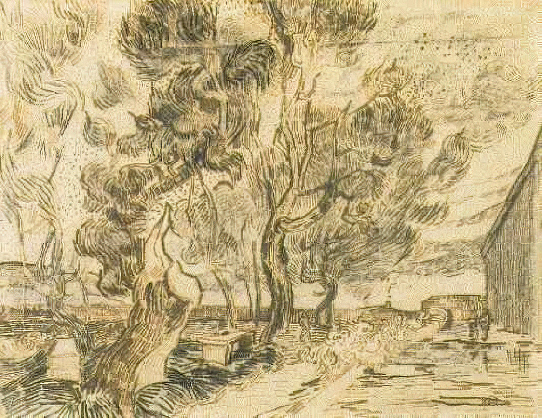 Vincent van Gogh's First Painting: A Journey into the Artist's Formative Years - A Corner of the Asylum and the Garden with a Heavy, sawn-off Tree by Vincent van Gogh