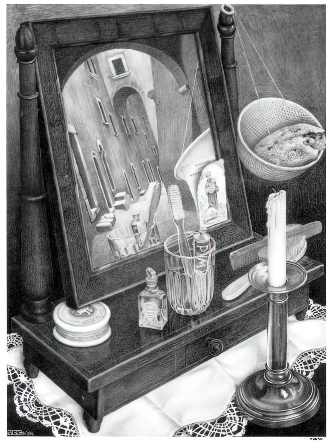 Vintage MC Escher: The Enduring Allure of a Mathematical Visionary's Art - CANDLE MIRROR by MC Escher
