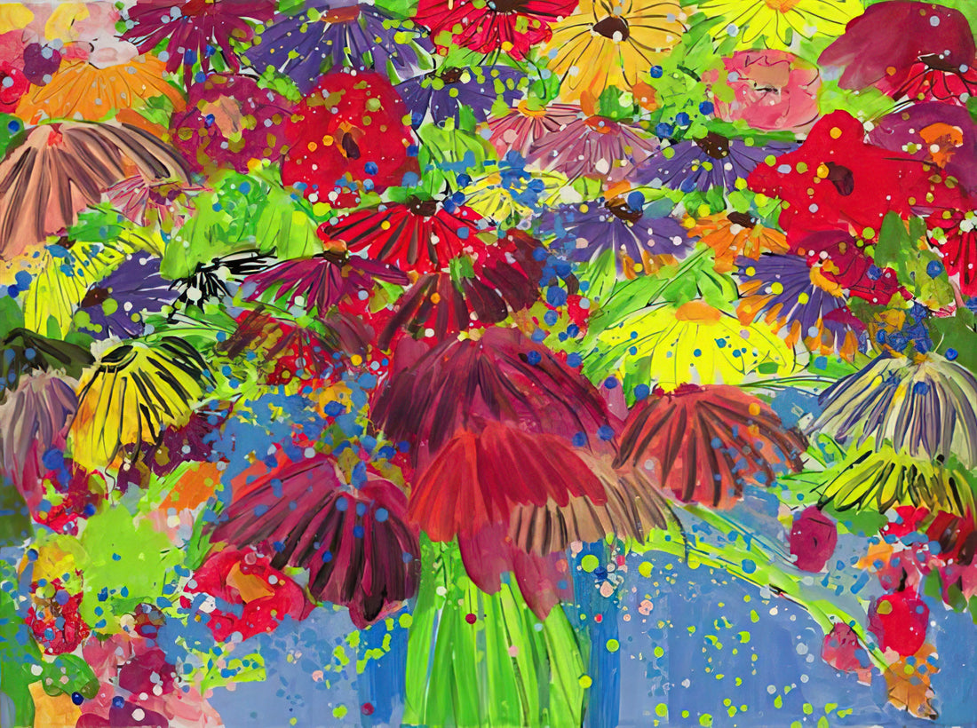 Walasse Ting Posters: The Vibrant Legacy of a Colorful Master - I Love Chrysanthemums - 2000 by Walasse Ting