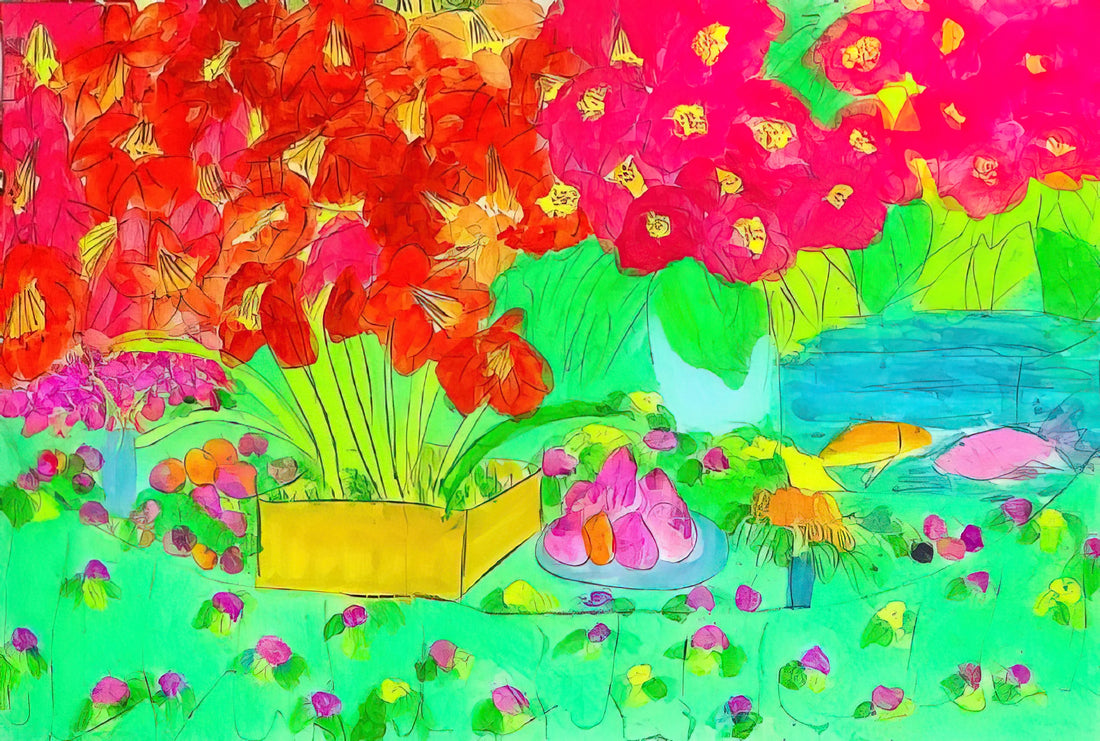 Walasse Ting Prints for Sale: A Collector's Guide to the Vibrant Legacy of a Modern Master - Rose Garden - 1990 by Walasse Ting