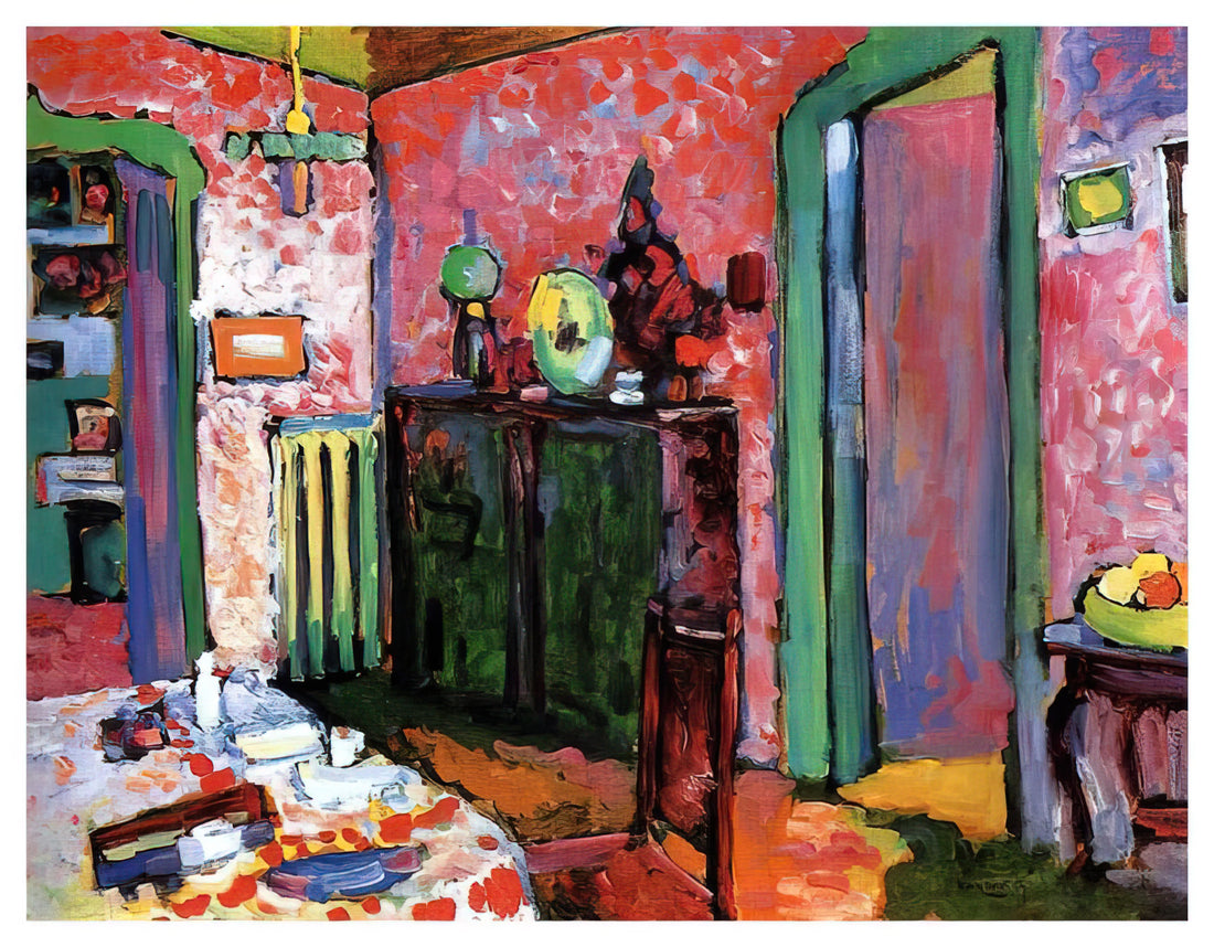 Wassily Kandinsky Circle Art: The Spiritual Geometry of a Modernist Pioneer - INTERIOR MY DINING ROOM 1909 by Wassily Kandinsky