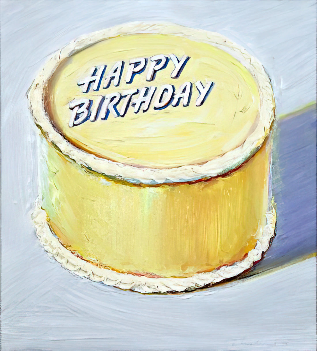 Wayne Thiebaud Brushed Aluminum Print: A Collector's Guide to Modern Art Reproduction - Happy Birthday Cake - 1975 by Wayne Thiebaud