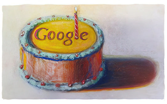 Wayne Thiebaud Lithograph: A Sweet Slice of Pop Art History - Google - 12th Birthday Cake Doodle - 2010 by Wayne Thiebaud