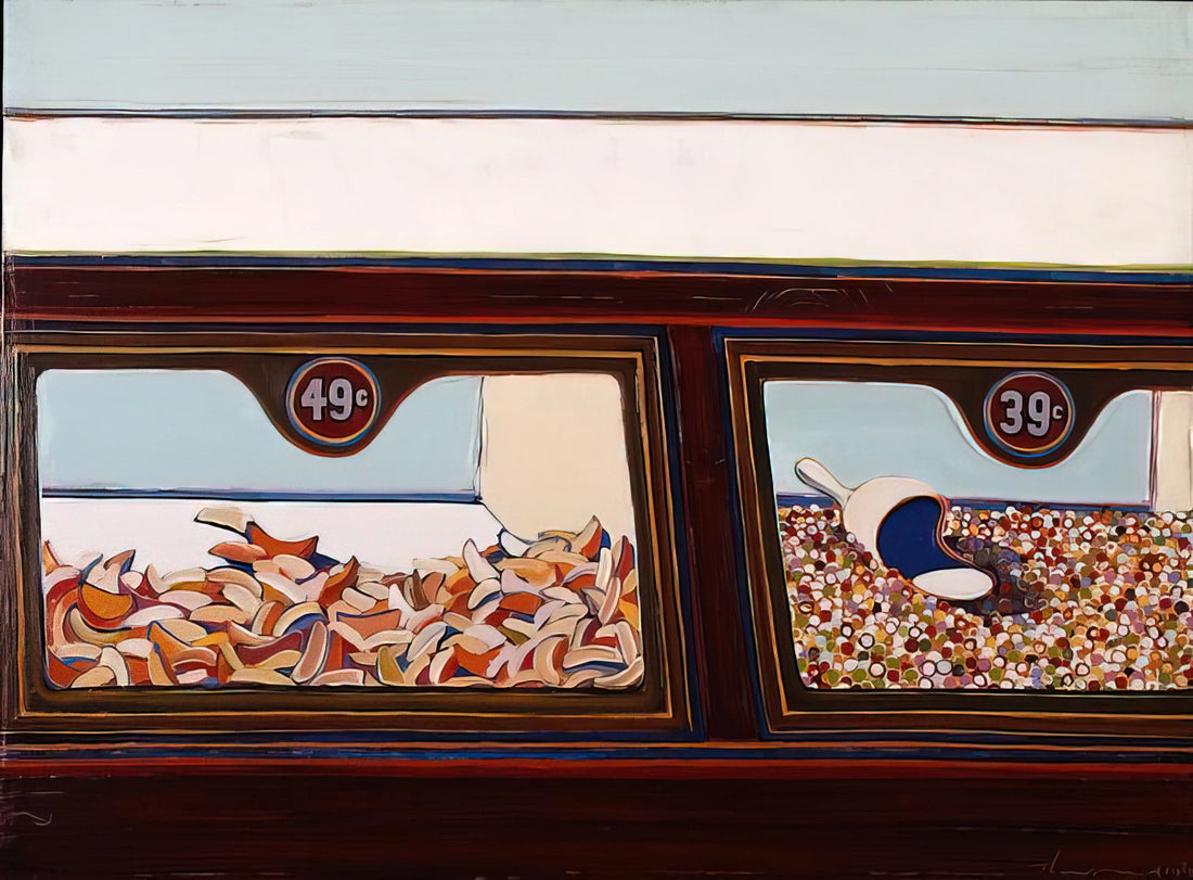 Wayne Thiebaud Pictures: A Visual Feast of American Nostalgia and Modernist Precision - Candy Counter - 1963 by Wayne Thiebaud